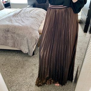 Lucy Paris Element Copper Pleated Maxi Skirt